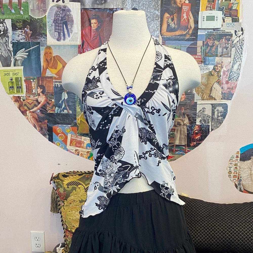 Y2K floral halter top